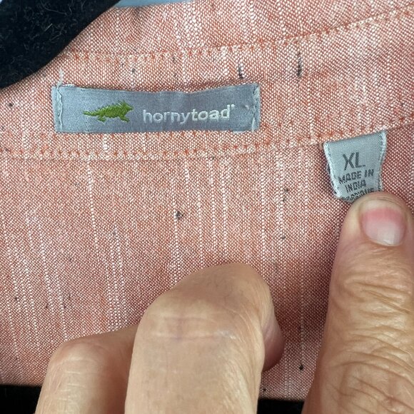 Horny Toad Organic Cotton Mens Button Up Long Sleeve Arne Shirt Size XL Peach - Picture 2 of 9